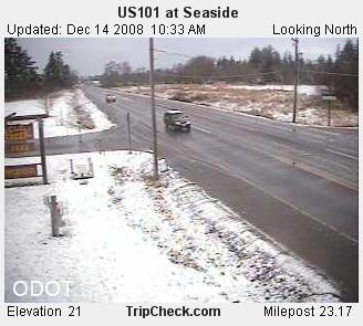 Snow in Seaside Oregon 12/14/08